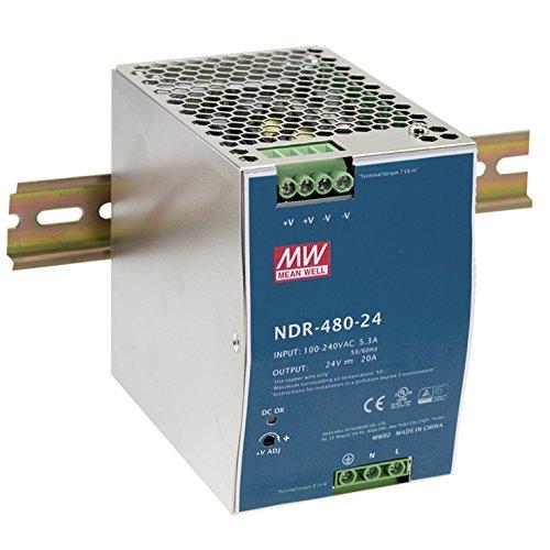 MEAN WELL Industrial DIN Rail Power Supply with PFC, 48 Volt 10 Amp 480 Watt - NDR-480-48