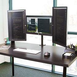 Mount-It! Triple Monitor Mount | 3 Computer Screen Desk Stand with Clamp and Grommet Base Fits Up to 24, 27, 32 Displays | Universal VESA Pattern 75x75 and 100x100