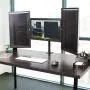 Mount-It! Triple Monitor Mount | 3 Computer Screen Desk Stand with Clamp and Grommet Base Fits Up to 24, 27, 32 Displays | Universal VESA Pattern 75x75 and 100x100
