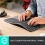 Logitech Ergo K860 Wireless Ergonomic Keyboard with Wrist Rest - Split Keyboard Layout for Windows/Mac, Bluetooth or USB Connectivity