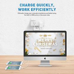 Etekcity Wall Surge Protector Power Strip with 2 USB Charging Ports, 2.4A Fast Charge, 5610 Joules, 1800W/15A, UL Listed, White