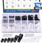 Glarks 132Pcs 6 Sizes 1/4-1 Black and White Nylon Screw Mounting R-Type Cable Clip Wire Clamp with 132Pcs Screws for Wire, Cable, Conduit and Cable Conduit Kit