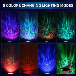 Ocean Wave Projector,12LED Night Light Projector with Adjustable Lightness Remote Control Timer, 8 Color Changing Lighting Modes Galaxy Light for Baby Bedroom Decoration