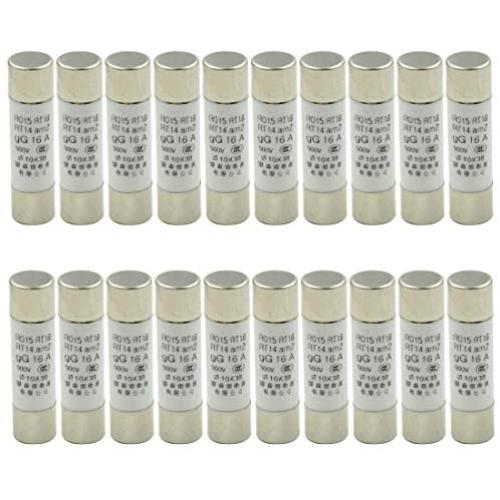 Hxchen 500V 16A R015 RT18 RT14 Fast Blow Ceramic Fuse Links 10 x 38mm/0.4'' x 1.5'' (3/8'' x 1-1/2'') - (20 Pcs)