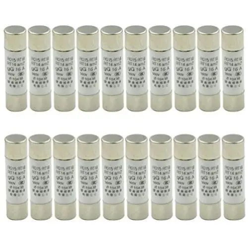 Hxchen 500V 16A R015 RT18 RT14 Fast Blow Ceramic Fuse Links 10 x 38mm/0.4'' x 1.5'' (3/8'' x 1-1/2'') - (20 Pcs)