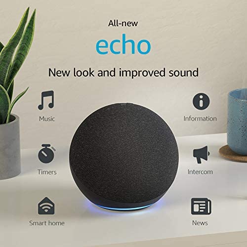 All-new Echo (4th Gen) | With premium sound, smart home hub, and Alexa | Charcoal
