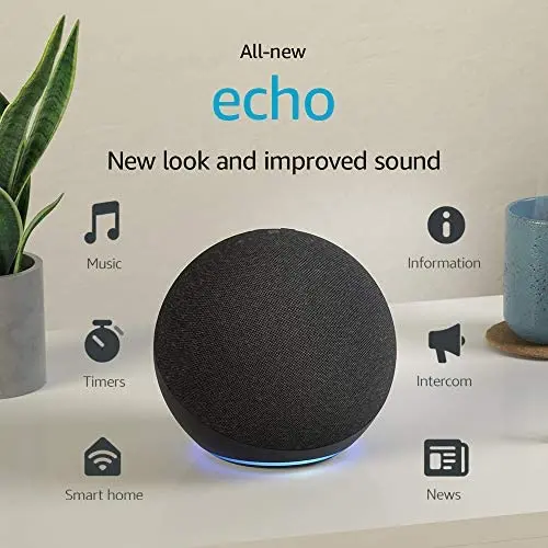 All-new Echo (4th Gen) | With premium sound, smart home hub, and Alexa | Charcoal