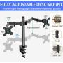 FORGING MOUNT Dual Monitor Desk Stand Mount, Full Motion Adjustable Computer Monitor Arm Mount Fits 13'' to 27'' LCD Screens, VESA 75 100,Each Arm Holds up to 22lbs,with C-Clamp and Grommet Base