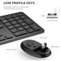 iClever GK08 Wireless Keyboard and Mouse - Rechargeable Wireless Keyboard Ergonomic Full Size Design with Number Pad, 2.4G Stable Connection Slim White Keyboard and Mouse for Windows, Mac OS Computer