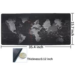 Benvo Extended Mouse Pad Large Gaming Mouse Pad- 35.4x15.7x0.12 inch Computer Keyboard Mouse Mat Non-Slip Mousepad Rubber Base and Stitched Edges for Game Players, Office, Study, World Map Pattern