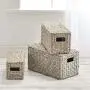 mDesign Natural Woven Water Hyacinth Closet Storage Organizer Basket Bin with Removeable Lids to use in Closet, Bedroom, Bathroom, Entryway, Office - Set of 3 - Gray Finish
