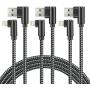 90 Degree Right Angle iPhone Charger MFI Certified Cable Lightning Cable 3Pack 10ft Metal Nylon Braided Cord iPhone 12/11/ Pro/Max/X/XS/XR/XS Max/ 8/ Plus/7/7 Plus/6/6S-Grey