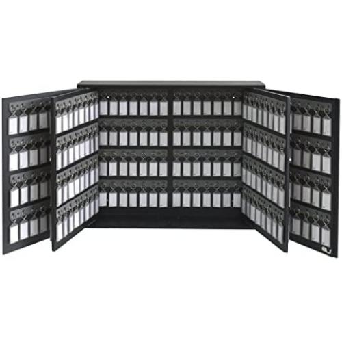 Acrimet Key Cabinet Organizer 256 Positions with Lock (Wall Mount) (256 Smoke Tags Included) (Black Cabinet)
