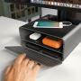 Twelve South HiRise Pro for iMac/ Displays/ Monitors | Height-adjustable stand w/ storage, reversible front + leather inlay