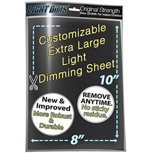 LightDims Customizable Original Strength - Light Dimming Sheet for Alarm Clocks, Electronics and Appliances and More. Dims 50-80% of Light, 8”x10” Extra Large Size in Minimal Packaging.