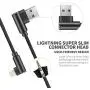90 Degree Right Angle iPhone Charger Cable Lightning Cable 3Pack 10ft Metal Nylon Braided Cord iPhone 12/11/ Pro/Max/X/XS/XR/XS Max/ 8/ Plus/7/7 Plus/6/6S-Black