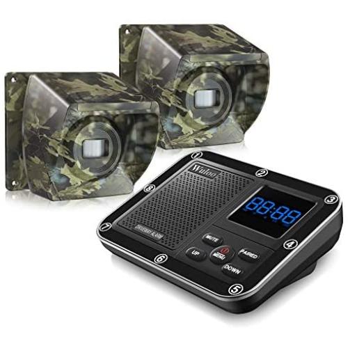 1800 Ft Wireless Outside Driveway Alarm Outdoor Motion Sensor & Detector Driveway Alert System, Rechargeable Battery/Weatherproof/Mute Mode/Clock and Alarm Functional (1&2-Camouflage)