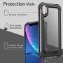 iPhone XR Case with [ Screen Protector Tempered Glass x2Pack] SUPBEC Protective Phone Cover with Silicone PC+TPU Shockproof Rubber Heavy Duty Case for iPhone XR Cases-Clear Black