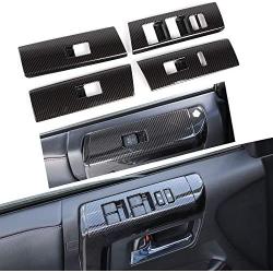 Car Window Lift Switch Button Cover Tirm for Toyota 4Runner 2010-2020 (Carbon Fiber Grain)