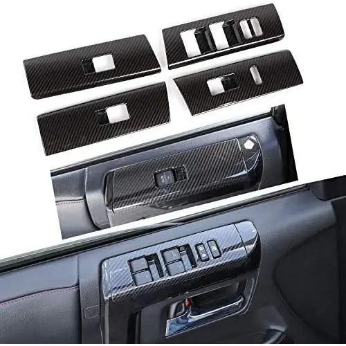 Car Window Lift Switch Button Cover Tirm for Toyota 4Runner 2010-2020 (Carbon Fiber Grain)