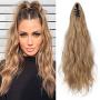SEIKEA Ponytail Extension Claw Clip 16'' 24'' Long Wavy Curly Hair Extension Jaw Clip Ponytail Hairpiece Synthetic Pony Tail (16 Inch, 27/613)