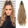 SEIKEA Ponytail Extension Claw Clip 16'' 24'' Long Wavy Curly Hair Extension Jaw Clip Ponytail Hairpiece Synthetic Pony Tail (16 Inch, 27/613)
