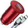 USB C Car Charger Super Mini AINOPE All Metal 36W Fast USB Car Charger PD&QC 3.0 Dual Port Car Adapter Compatible with iPhone 12/iPhone 11/Pro/Max/XR/XS/Max/8/8P, Note 10/S10-Red