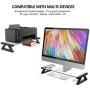 Mufti-Function USB 2.0 Monitor Stand Riser Tempered Glass Computer Screen Stand with Keyboard Storage Space, Fast Charging and External Power Supply (Transparent)