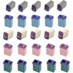 25 Pack Micro Cartridge Fuses, 15 Amp Micro Fuse, 20 Amp Micro Fuse, 25 Amp Micro Fuse, 30 Amp Micro Fuse, 40 Amp Micro Fuse, FMM Fuses Kit MCASE Type for Cars, SUVs and Trucks