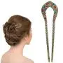 2 Pcs Vintage Hair Stick, Crystal Rhinestone Double Prong Hair Pin Stick Hairstyle Chignon Hairpin 2 Pcs Vintage Hair Stick, Crystal Rhinestone Double Prong Hair Pin Stick Hairstyle Chignon Hairpin