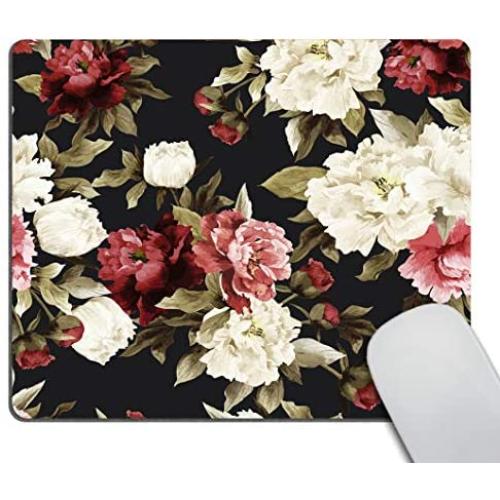 Smooffly Gaming Mouse Pad Custom,Watercolor Floral with Roses Mouse pad Non-Slip Rubber Rectangle Mouse Pads for Computers Laptop