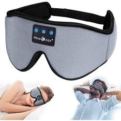 MUSICOZY Sleep Headphones 3D Bluetooth 5.0 Headband Sleeping Headphones, Wireless Music Sleep Eye Mask for Side Sleepers, Air Travel, Built-in Ultra Thin Speakers Mic Noise Cancelling
