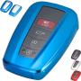 Lcyam Key Fob Cover Tpu Glossy Shiny Remote Protection Case Key Holder Fits for 2020 Toyota Highlander Corolla Camry RAV4 Prius C-HR 2019 2020 2021 Keyless Car Key 3/4 Button (Blue)