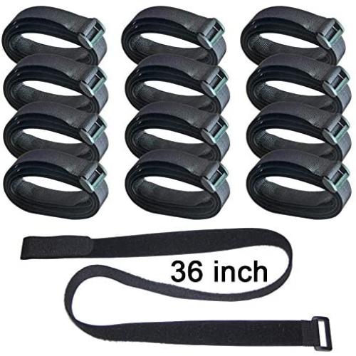 Hanete 12 Pack 36 inch Reusable Fastening Cable Straps, Hook and Loop Cable Tie Wraps Cinch Cable Tie Down Straps