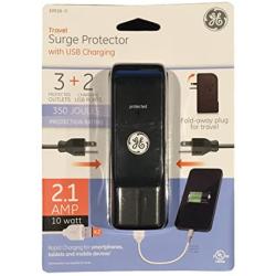 GE Travel Charger Surge Protector with Dual USB Ports (2.1 Amp / 10 Watt)