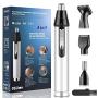 Ear and Nose Hair Trimmer for Men,Professional USB Rechargeable Nostril Nasal Hair Vacuum Cleaning System,4 in 1 Lightweight Waterproof Hair and Beard Clippers for Women (White)