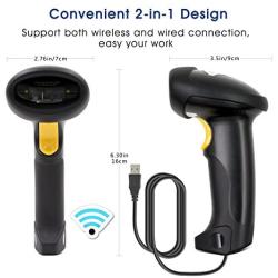TEEMI Wireless Barcode Scanner with Optional Stand Handheld Automatic 1D Laser Rechargeable Bar Code Reader for Windows PC Mac OS Linux Plug and Play (No Stand)