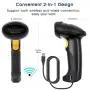 TEEMI Wireless Barcode Scanner with Optional Stand Handheld Automatic 1D Laser Rechargeable Bar Code Reader for Windows PC Mac OS Linux Plug and Play (No Stand)