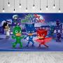 PJ Masks Party Supplies Photography Backdrop Cartoon Super City Hero Background Boys Birthday Cake Table Decoration Baby Shower Banner Photo Booth Props 5X3ft