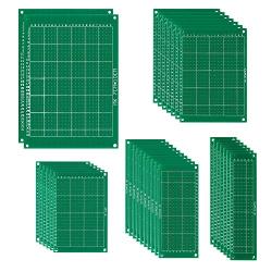 ZIIDOO 32 Pcs Single Sided PCB Board Prototype Kit,Universal Printed Circuit Board with 5 Sizes Compatible for DIY Soldering and Electronic Designing