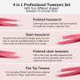 VARWANEO 4 PCS Eyebrow Tweezers for Women, Professional Precision Slant and Pointed Tip Tweezers Set Eyebrow Plucker Tools for Ingrown Hair, Hair Removal Tweezers with Leather Travel Case(rose red)