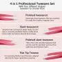 VARWANEO 4 PCS Eyebrow Tweezers for Women, Professional Precision Slant and Pointed Tip Tweezers Set Eyebrow Plucker Tools for Ingrown Hair, Hair Removal Tweezers with Leather Travel Case(rose red) VARWANEO 4 PCS Eyebrow Tweezers for Women, Professional Precision Slant and Pointed Tip Tweezers Set Eyebrow Plucker Tools for Ingrown Hair, Hair Removal Tweezers with Leather Travel Case(rose red)