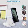 3 in 1 Wireless Charging Station, Qi-Certified Fast Wireless Charger Stand Dock for Airpods Pro/ 2, Apple Watch 6 SE 5 4 3 2, iPhone 12/11/ 11Pro/ X/XS/XR /8/8 Plus/Qi Phones