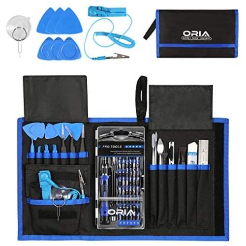 ORIA Precision Screwdriver Set, 86 in 1 with 57 Bits Repair Tool Kit, Portable Bag for Cellphone, Game Console, Tablet and Other Devices, Blue