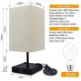 3-Way Touch Control Dimmable Bedside Lamp,Hansang Modern Table Lamp with 2 USB Charging Ports,2 AC Outlets,Nightstand Lamp Square Fabric Lampshade for Bedroom,Living Room,Dimmable LED Bulb Included