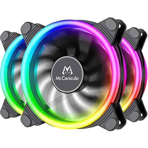 Mr.Canicula 3-Pack 120mm ARGB LED Case Fan,1252KK Quiet Edition High Airflow Adjustable Color LED PC Fan, CPU Coolers,Radiators System Product Name