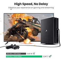 UGREEN Cat 7 Ethernet Cable Shielded Gigabit Flat Cat7 RJ45 LAN Cable High Speed Internet Network Patch Cord 10Gbps Compatible for PS5 Gaming PS4 Xbox One PS3 PC Laptop Modem Router Computer 10FT
