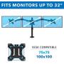 Mount-It! Triple Monitor Mount | 3 Computer Screen Desk Stand with Clamp and Grommet Base Fits Up to 24, 27, 32 Displays | Universal VESA Pattern 75x75 and 100x100