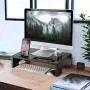 Amada Monitor Stand Riser- Bamboo Desktop Riser for Laptop Computer, Monitor Riser Desk Organizer with Phone Holder and Stationery Management, Desktop Stand for Printer & Office Supplies-AMBMS04