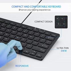 USB Keyboard and Mouse,Jelly Comb Ultra Thin Small Compact Wired Keyboard and Mouse High Definition Optical for Computers, Laptop, PC, Desktop, Laptop,Windows（Black）